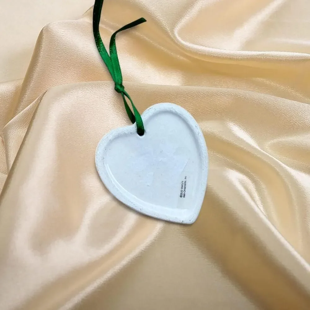 Macy's Y2K White Green Irish heart ornament mini trinket